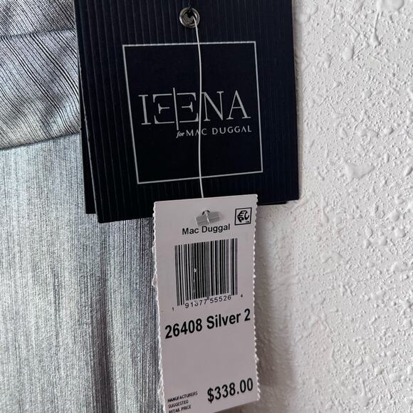 Ieena for Mac Duggal Plunging Surplice V-Neck Sleeveless Open Back Sheath Gown - Picture 6 of 8